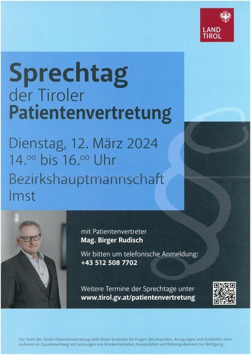 Informationsplakat zum Eintrag: Sprechtag der Tiroler Patientenvertretung