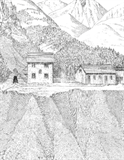 Zeichnung eines Bergbaugebietes